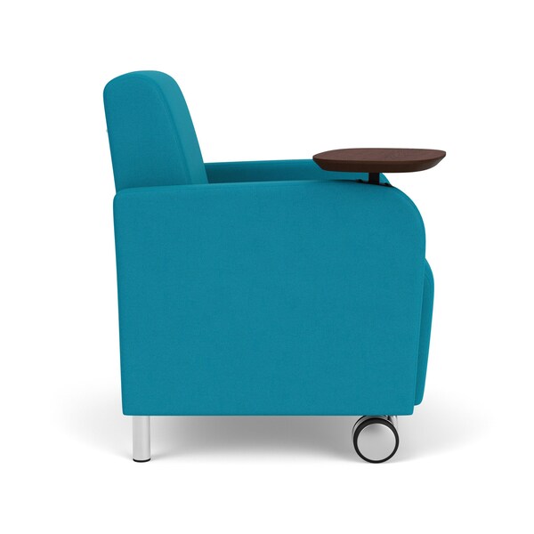 Siena Lounge Reception Guest Chair W/ Swivel Tablet And Brushed Steel Back Legs, OH Waterfall Uph